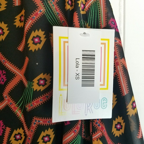 LuLaRoe Lola Pink & Black Aztec Design Skirt - Picture 3 of 5